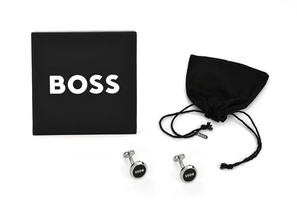 off the CUFF EXCLUSIVE バスキア BOSS Cufflinks Navy Blue/Silver B-Logoinsert-Cuf 50510408